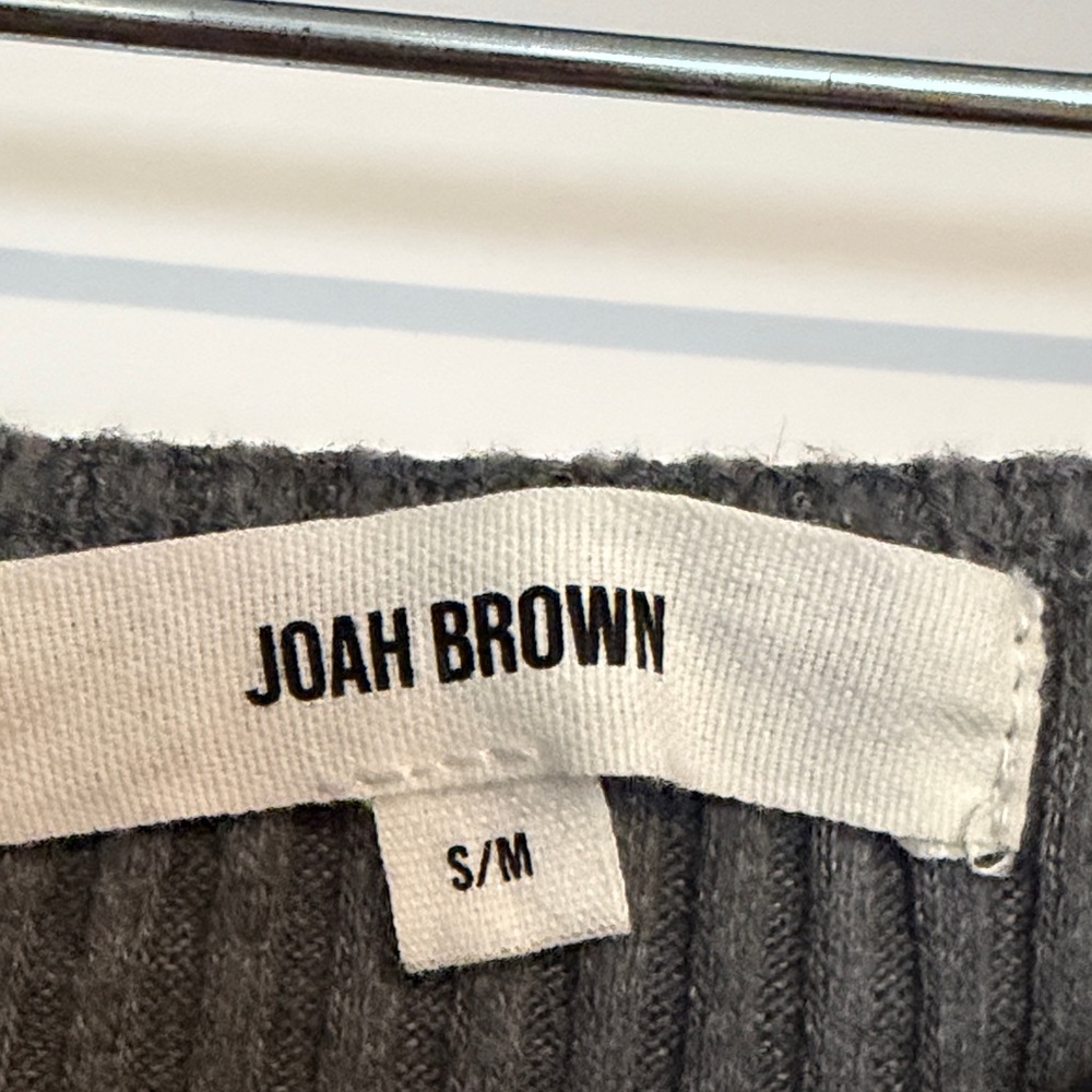Joah Brown Charcoal Ribbed Maxi Skirt with Side Slit - Picture 2 of 2